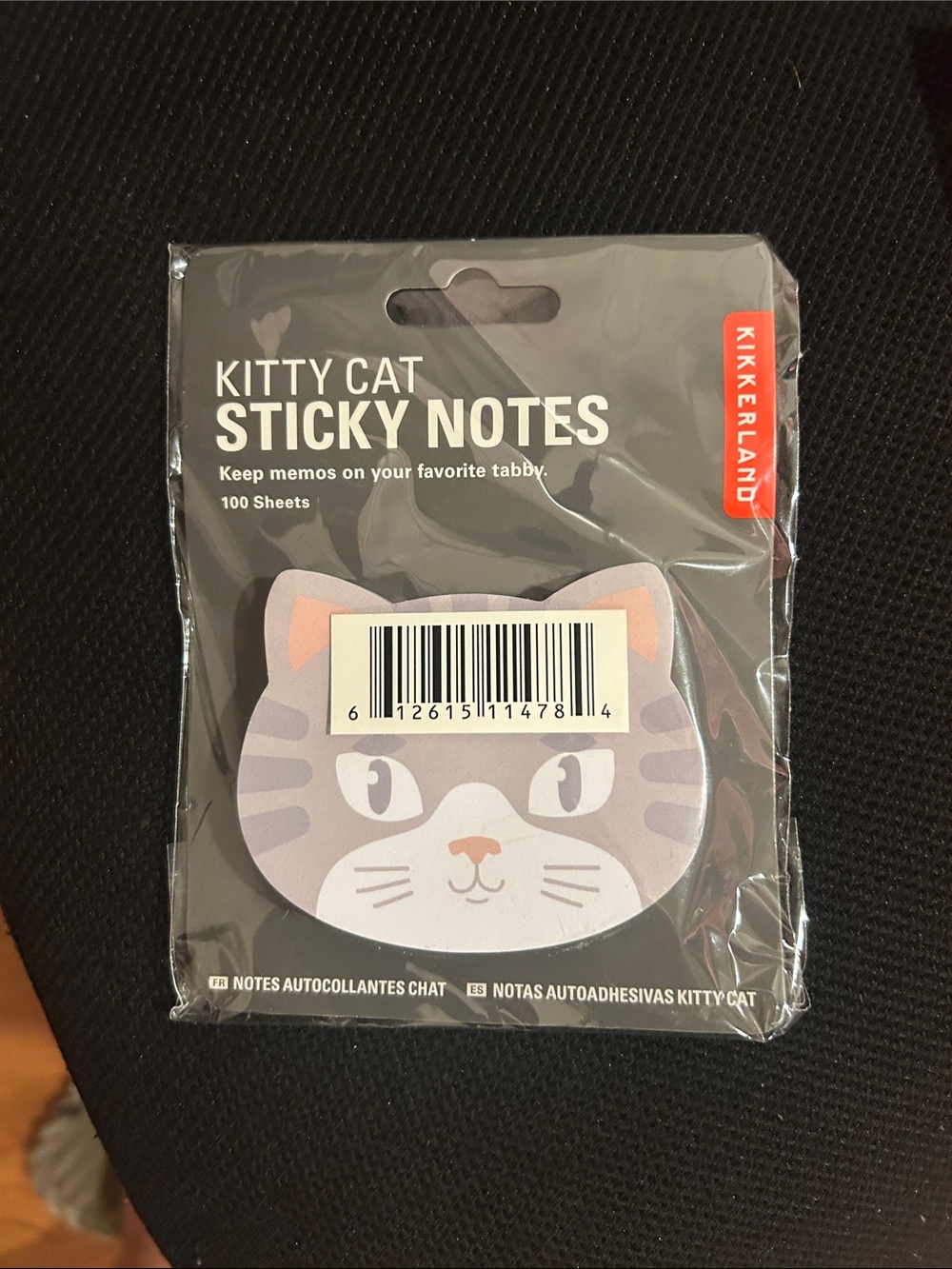 Kikkerland Kitty Cat Sticky Notes - Gray Cat Design